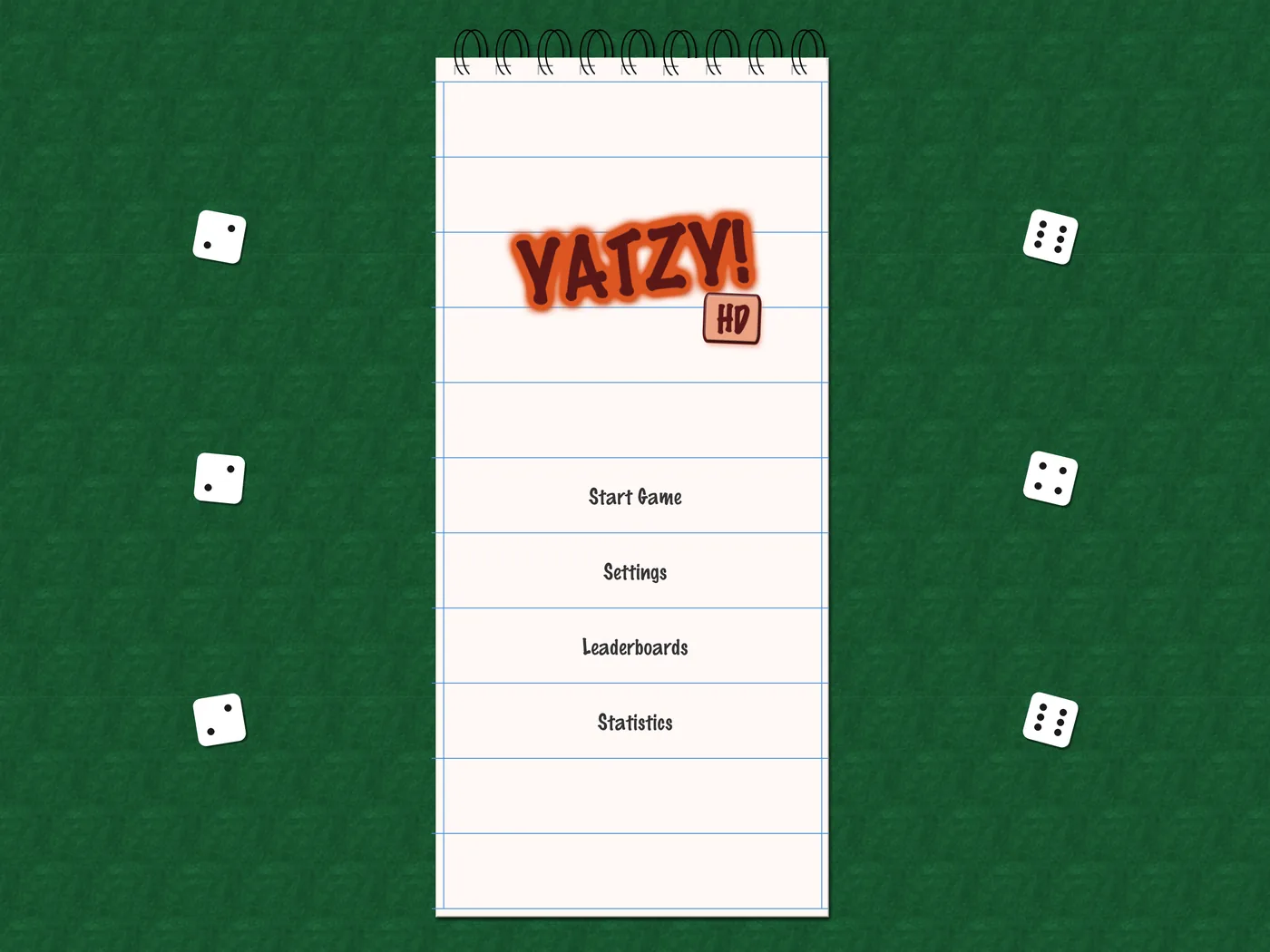 Yatzy HD on a tablet in landscape